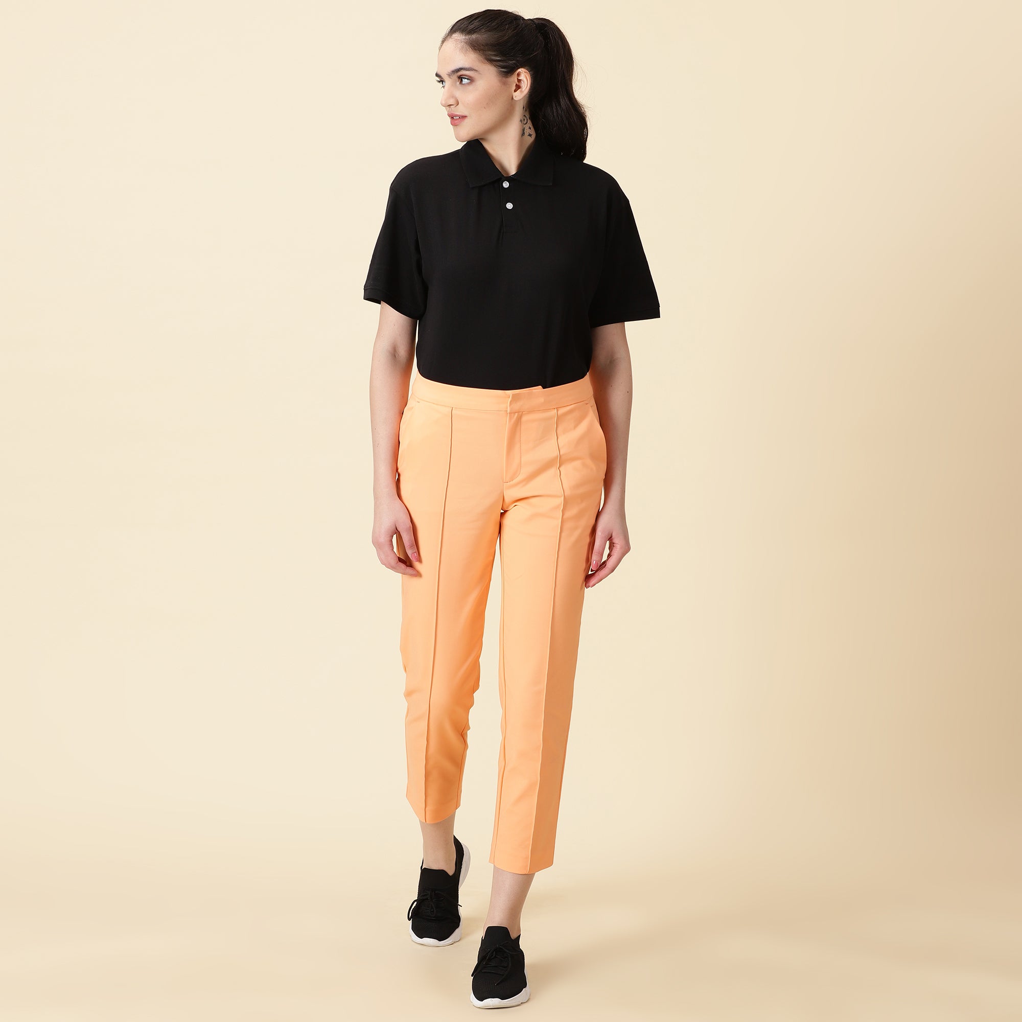 Slim Fit Golf Pants - Peach Orange