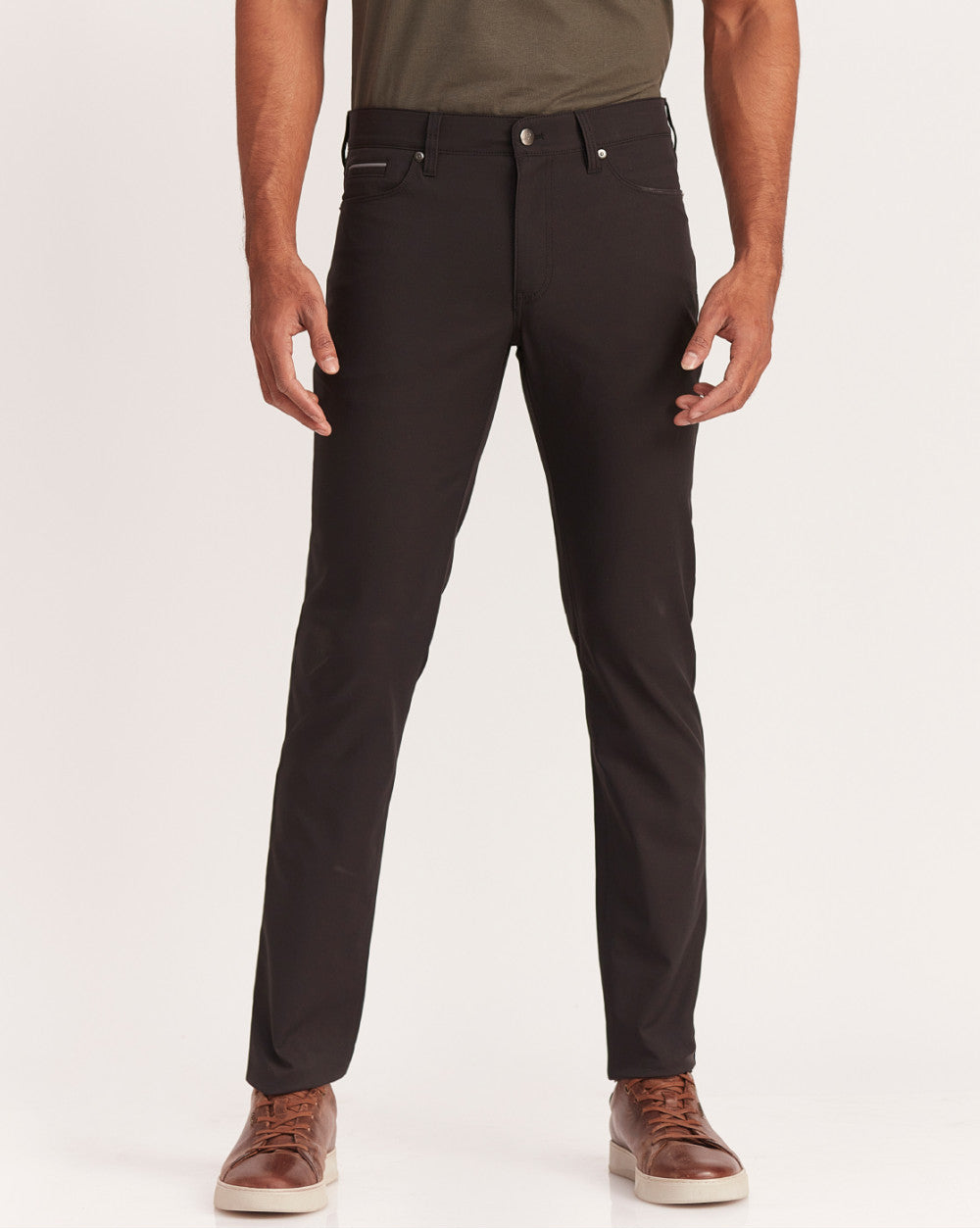 Slim Fit 5-Pocket Performance Pants - Black