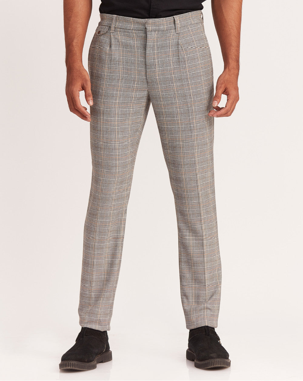 Tapered Fit Pleated Plaid Chinos - Winter Sun Checks