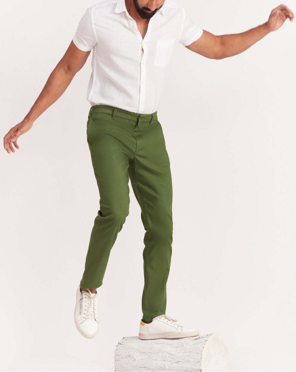 Tapered Fit Luxe Chinos - Chive Green