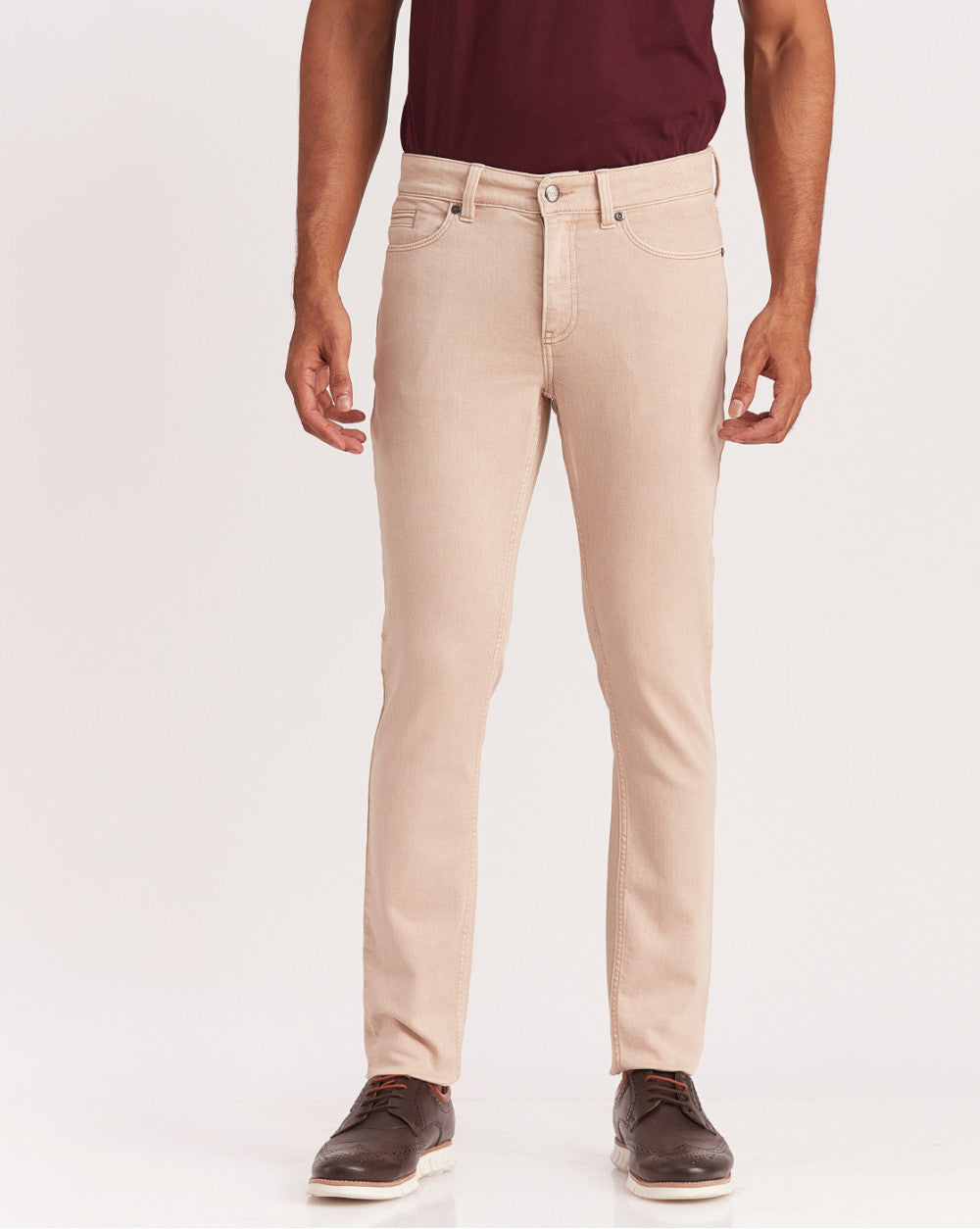 Skinny Fit Six-Pocket Coloured Denims - Latte