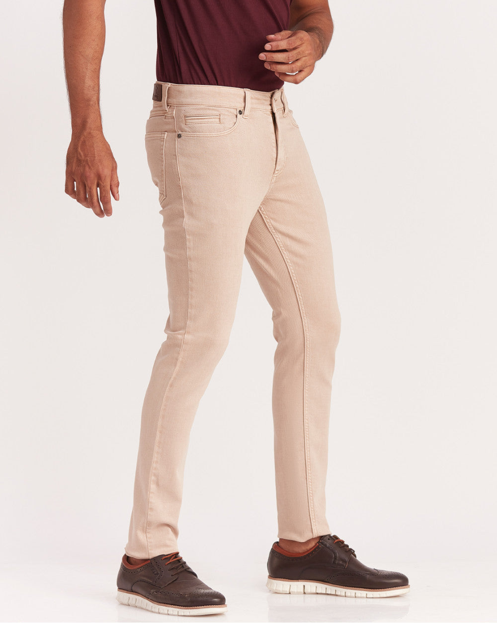 Skinny Fit Six-Pocket Coloured Denims - Latte