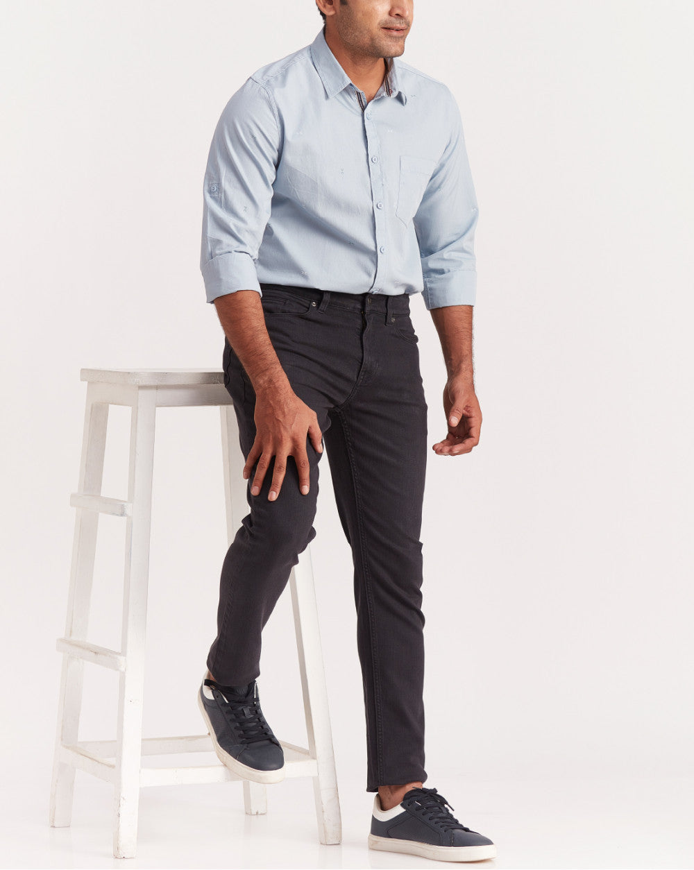 Slim Fit Six-Pocket Coloured Denims - Jet Black