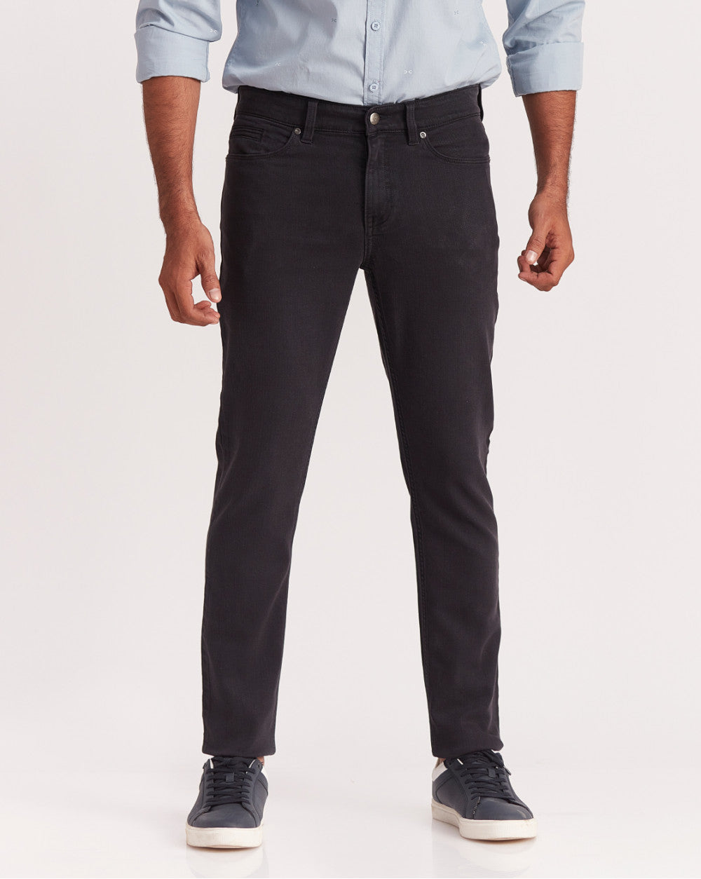 Slim Fit Six-Pocket Coloured Denims - Jet Black