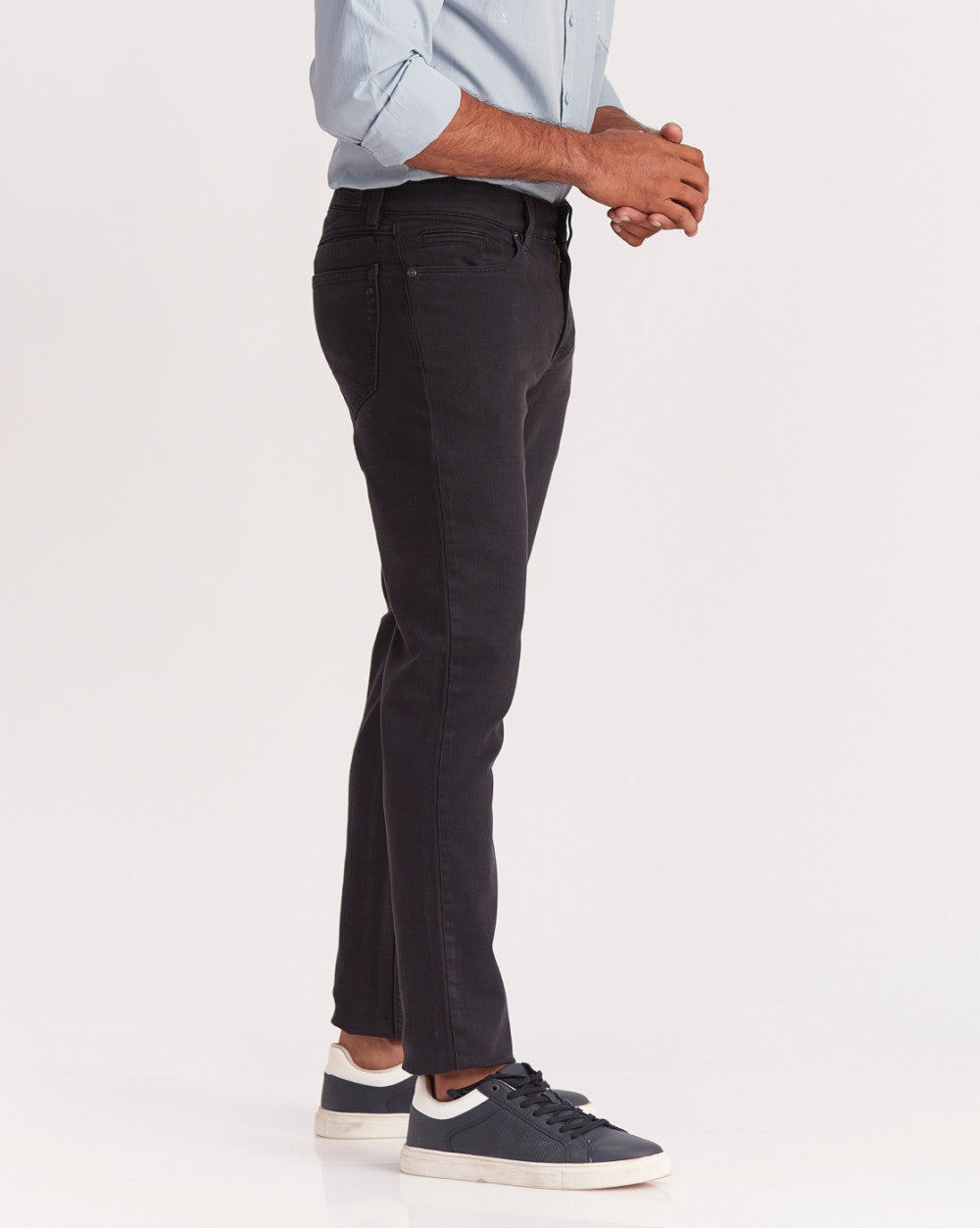 Slim Fit Six-Pocket Coloured Denims - Jet Black