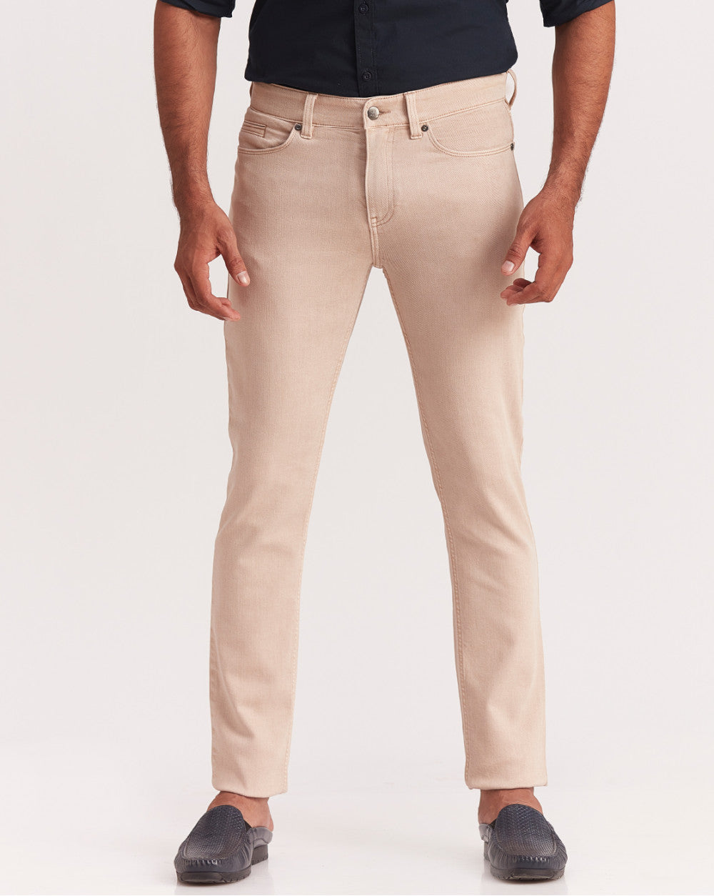 Slim Fit Six-Pocket Coloured Denims - Latte