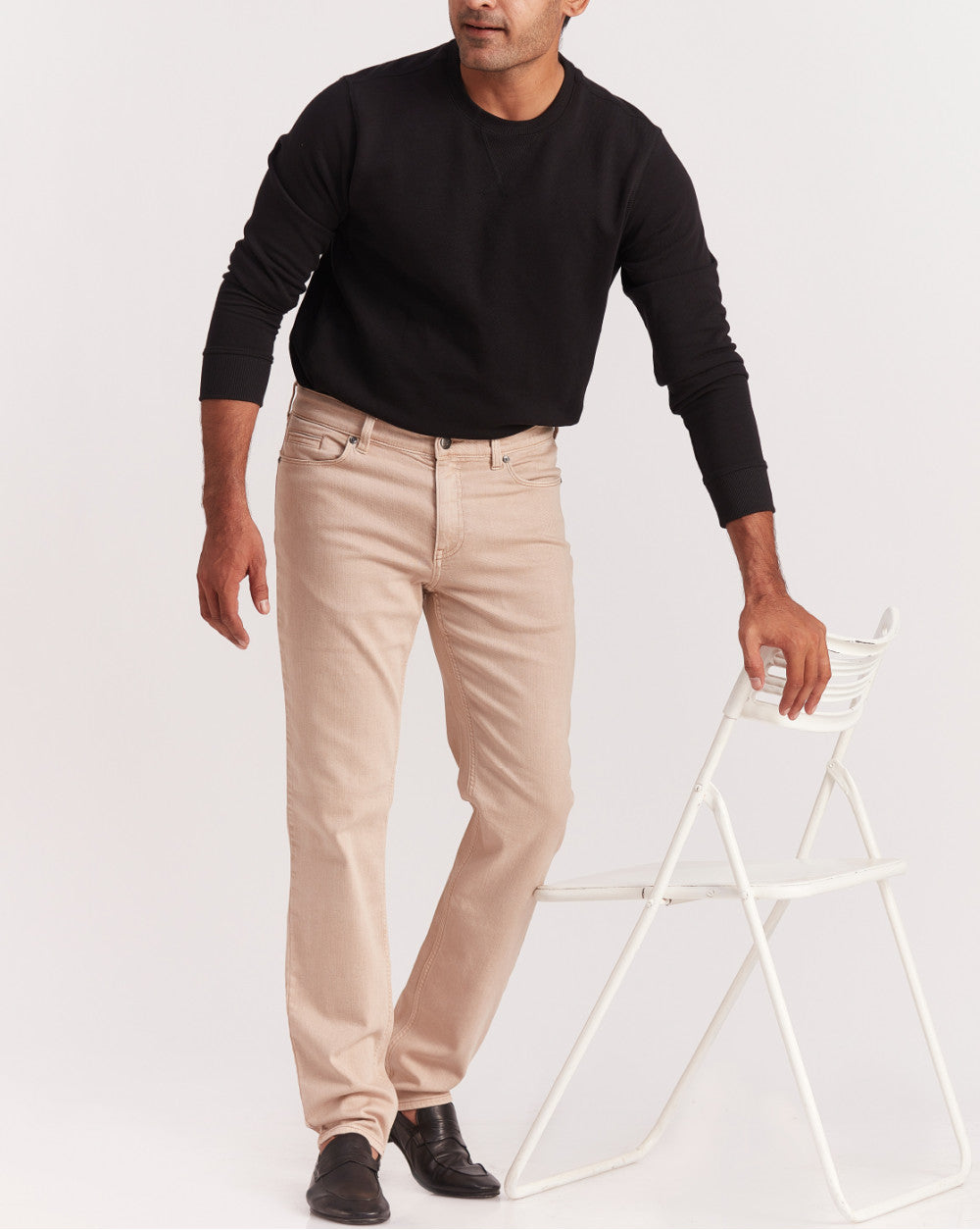Straight Fit Six-Pocket Coloured Denims - Latte