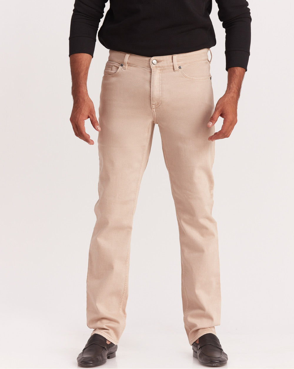 Straight Fit Six-Pocket Coloured Denims - Latte