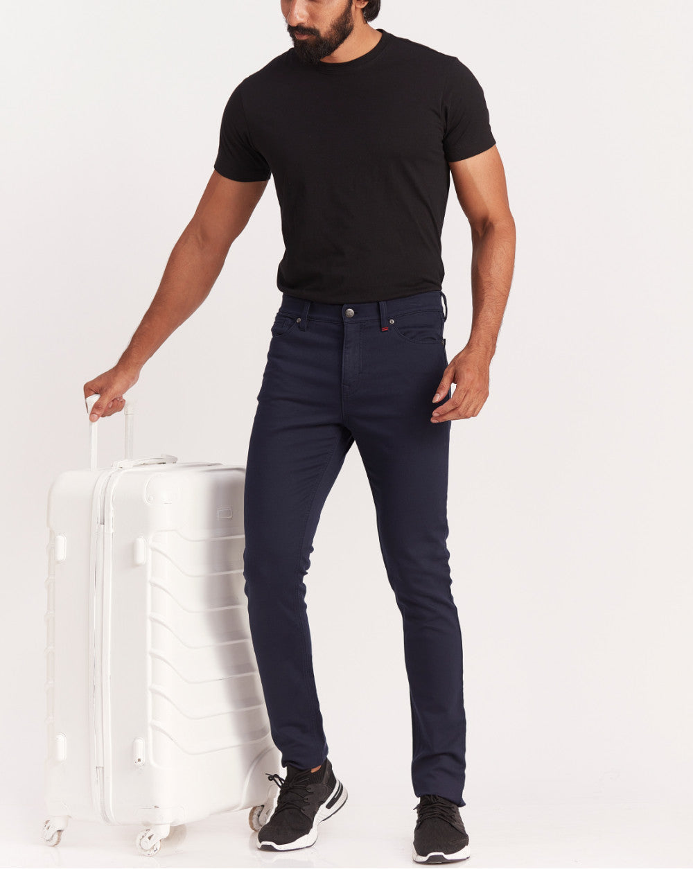 Skinny Fit Five-Pocket Urban Pants - Navy