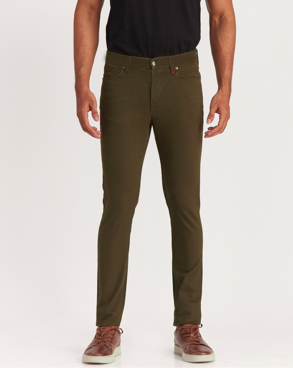 Skinny Fit Five-Pocket Luxe Pants - Camo Green