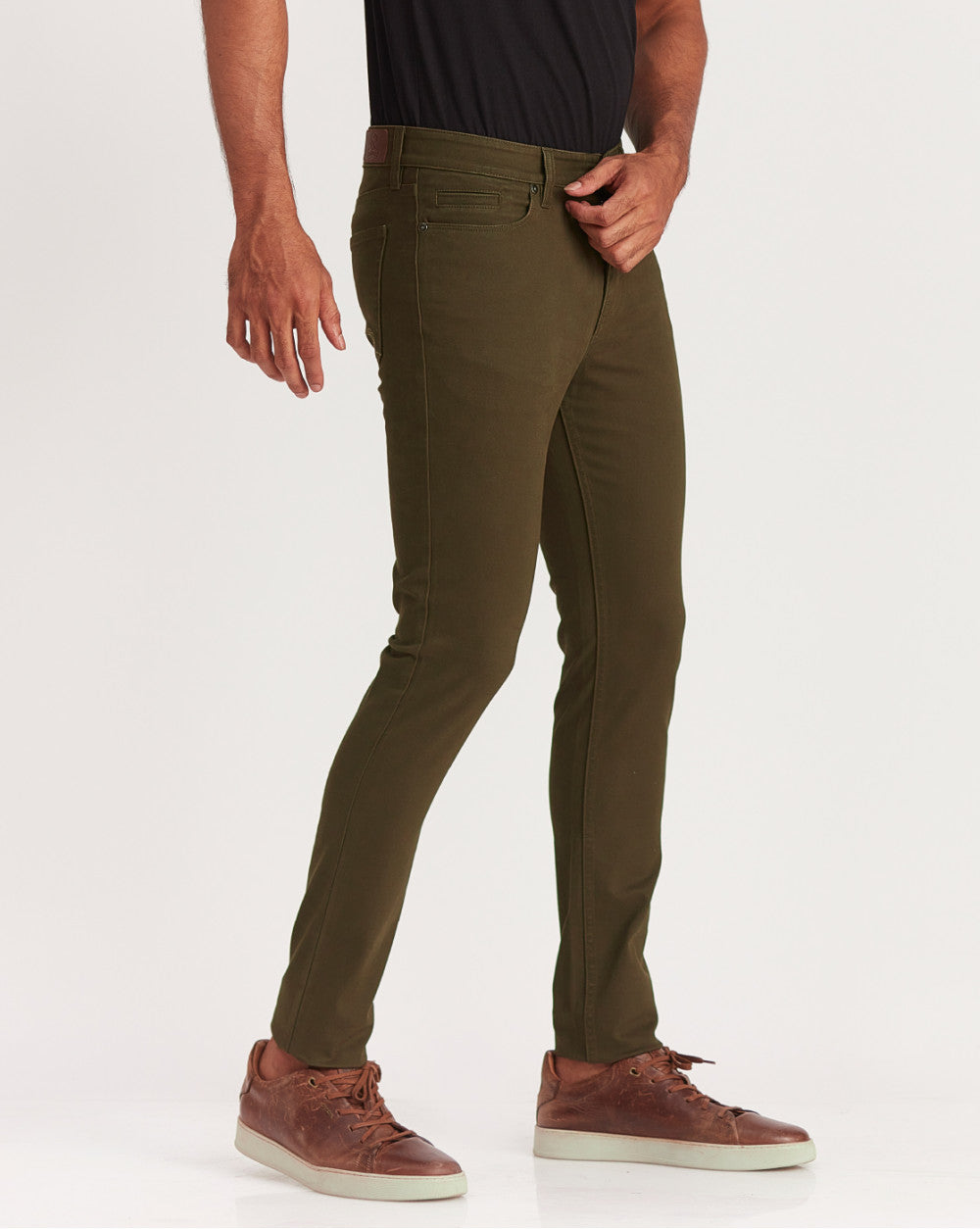 Skinny Fit Five-Pocket Luxe Pants - Camo Green