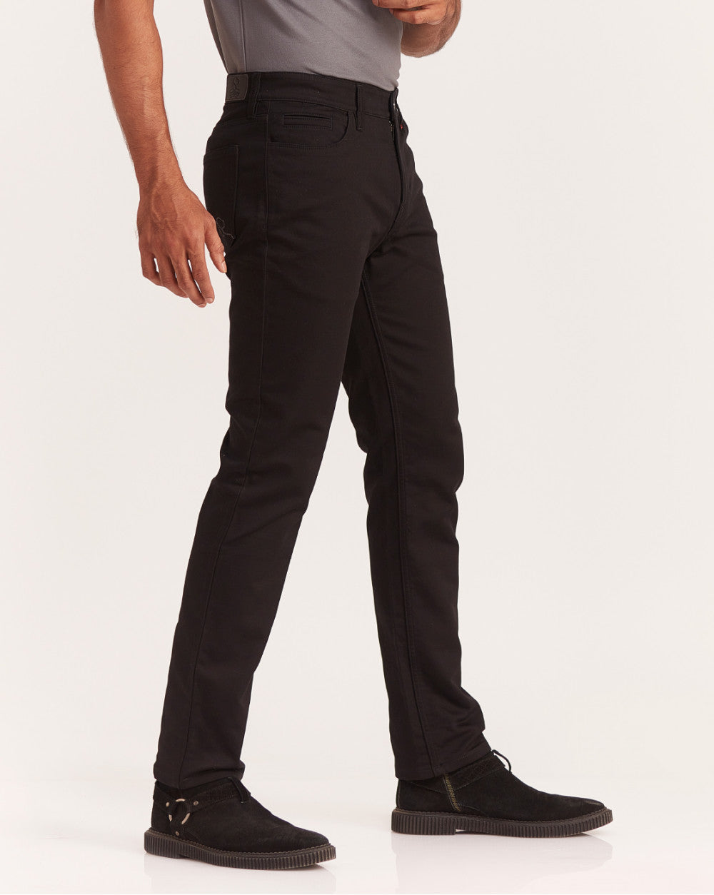 Slim Fit Five-Pocket Urban Pants - Jet Black