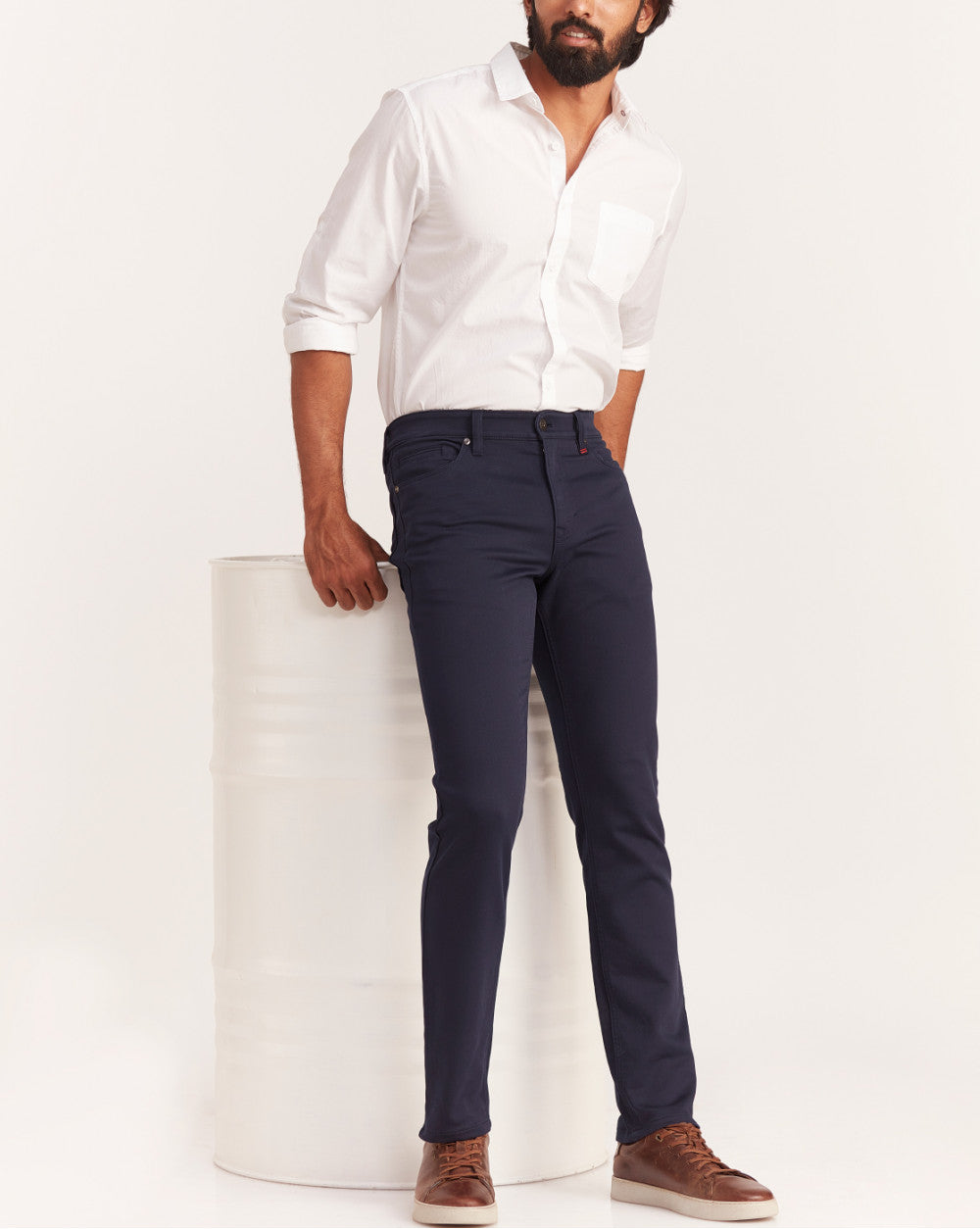 Slim Fit Five-Pocket Urban Pants - Navy