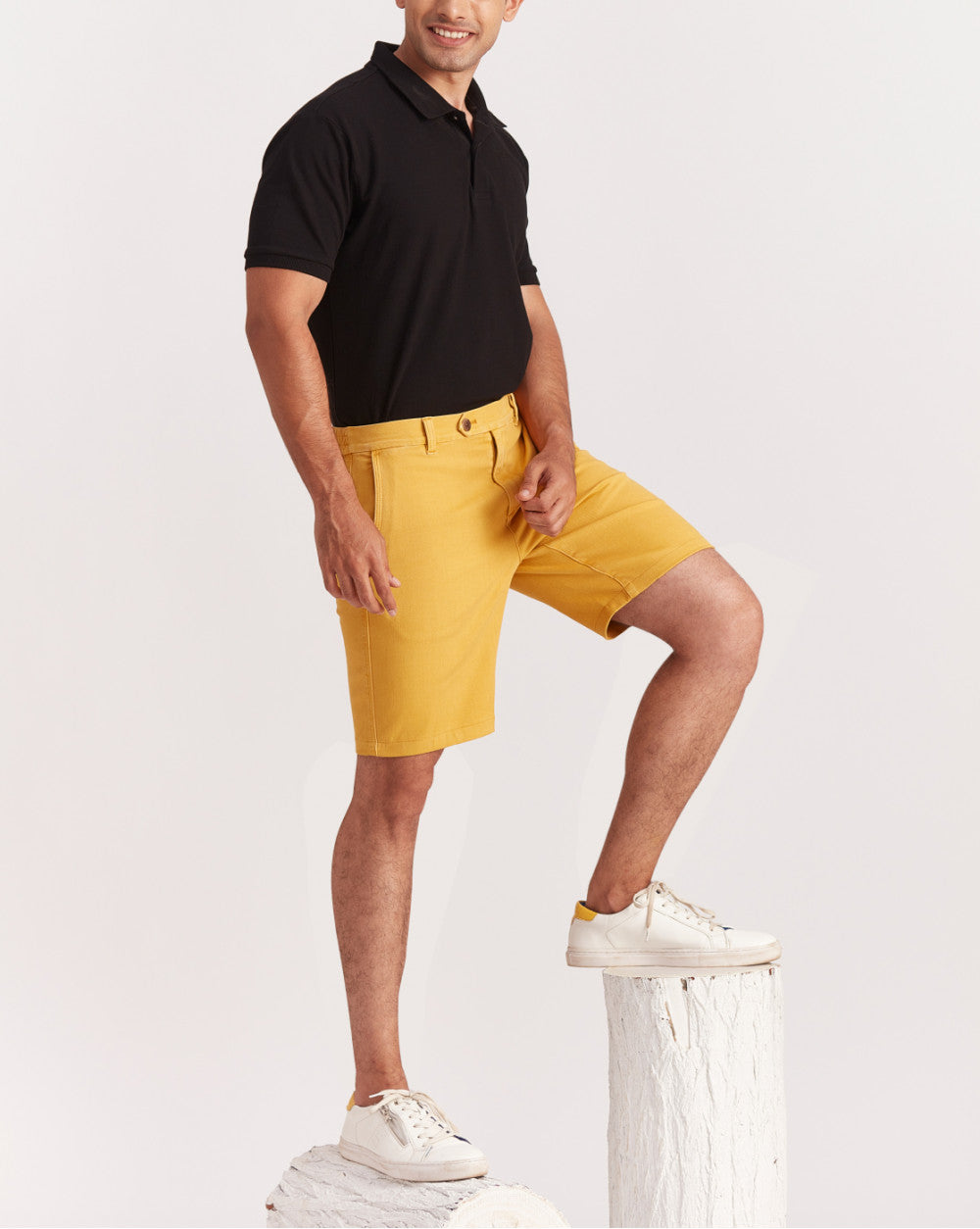 Garment Dyed Elasticized Shorts - Golden Yellow
