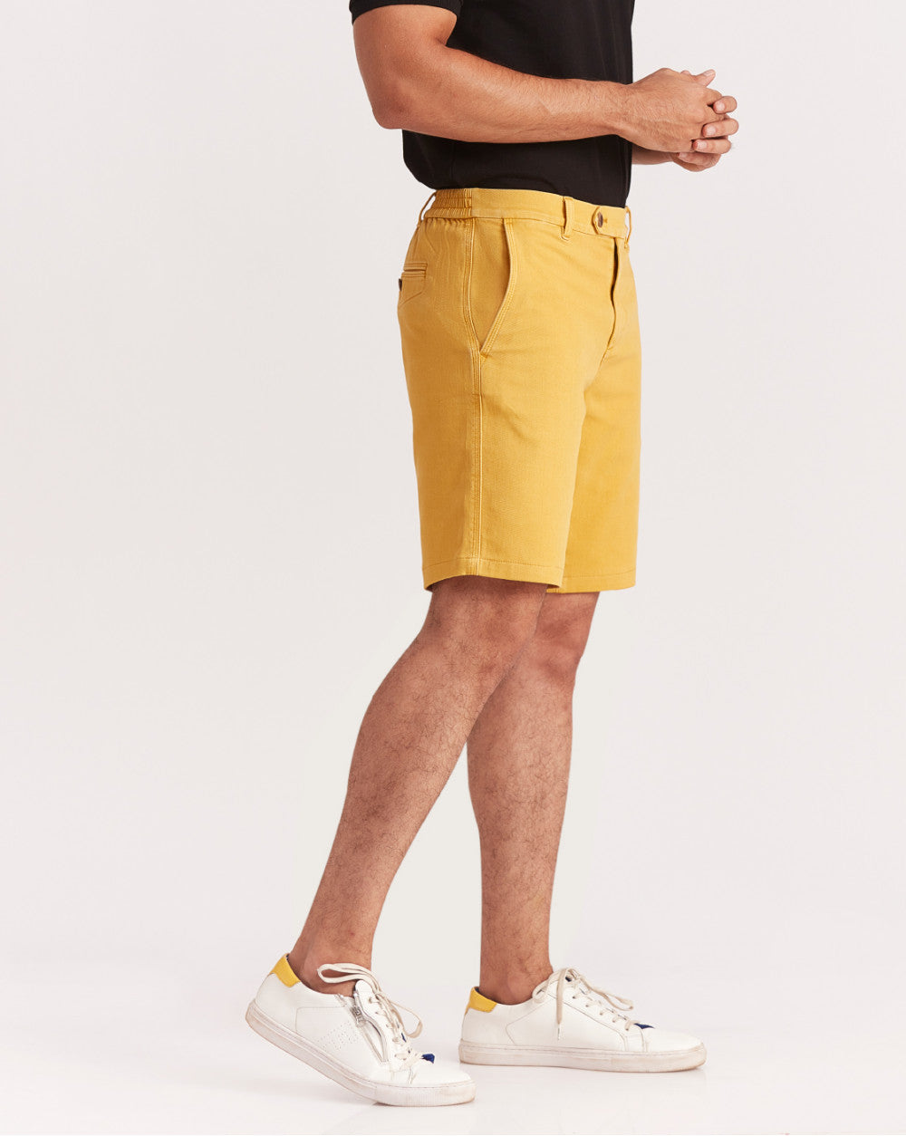 Garment Dyed Elasticized Shorts - Golden Yellow
