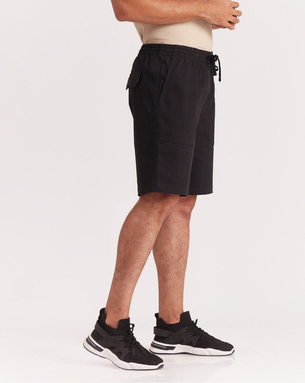 Regular Fit Comfort Elasticized Pull-On Shorts - Jet Black