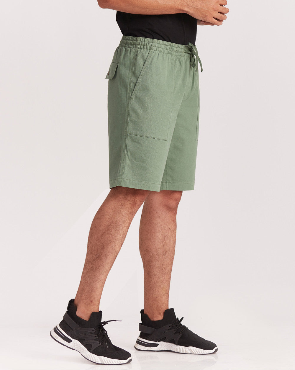 Regular Fit Comfort Elasticized Pull-On Shorts - Dark Ivy Green