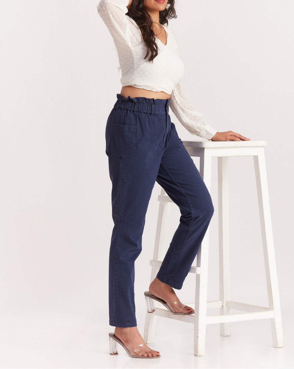 Tapered Fit Tapered Super Stretch Pants - Navy
