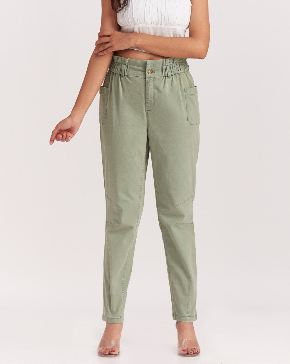 Tapered Fit Tapered Super Stretch Pants - Washed Jade