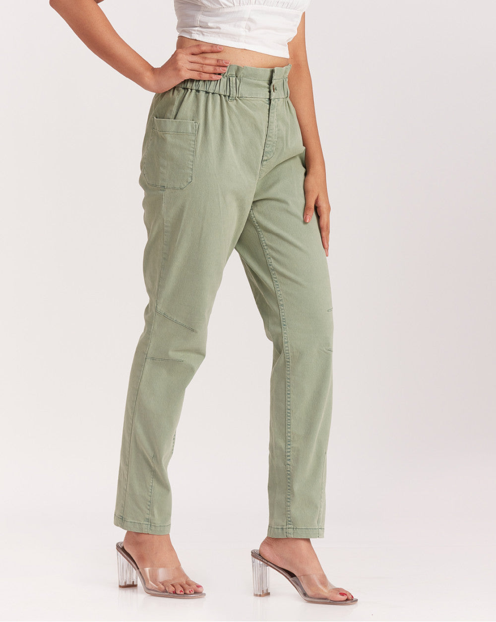 Tapered Fit Tapered Super Stretch Pants - Washed Jade