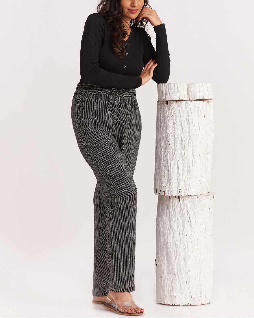 Tapered Fit Tapered & Relaxed Drawstring Stripe Pants - Neutral Stripe