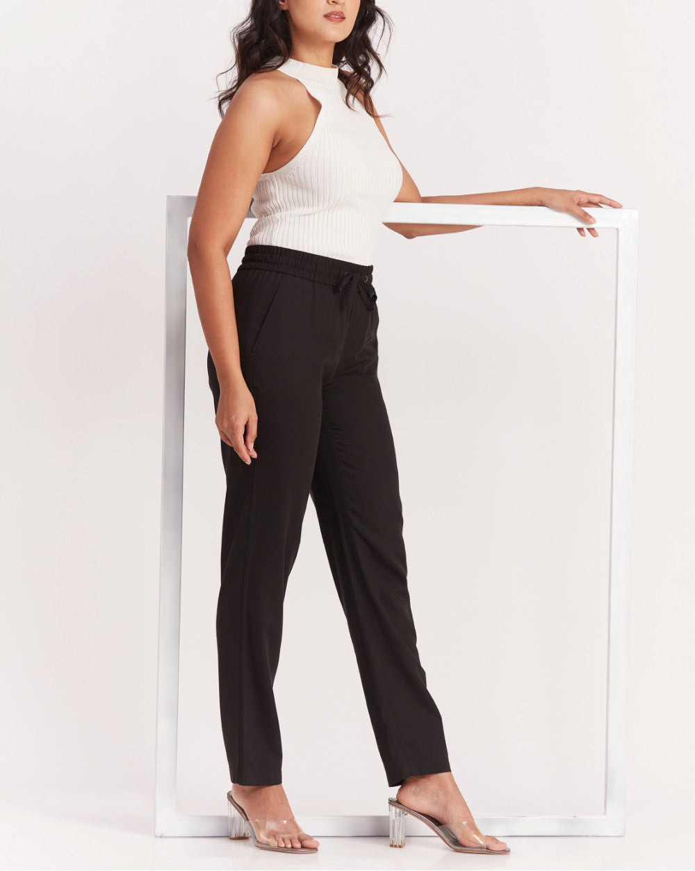 Tapered & Relaxed Fit Drawstring Pants - Jet Black
