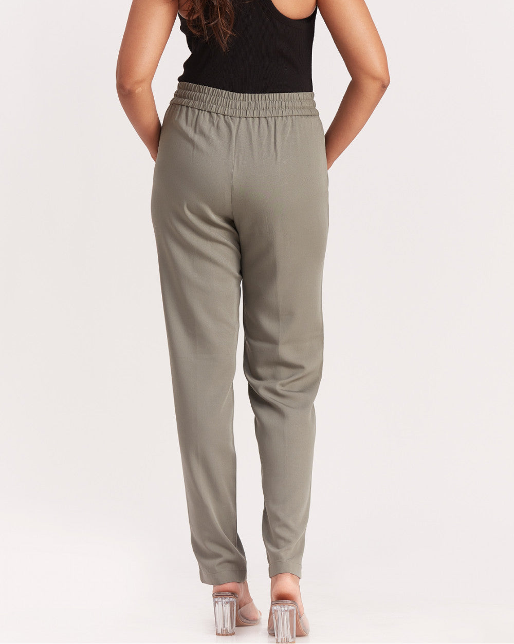 Tapered & Relaxed Fit Drawstring Pants - Sage Green