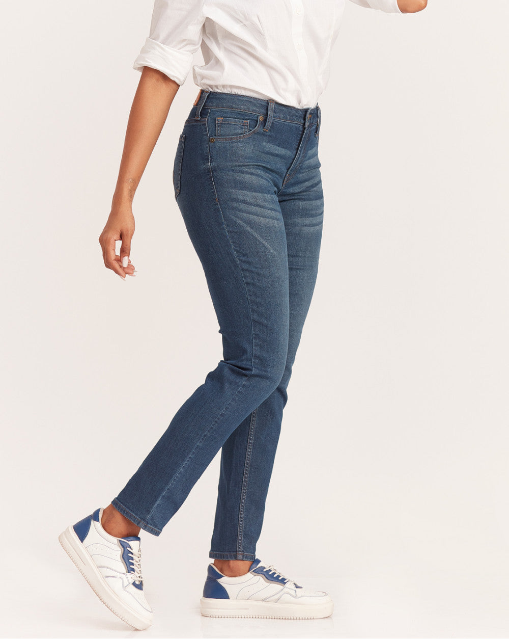 Slim Fit Mid Waist Jeans - Classic Blue