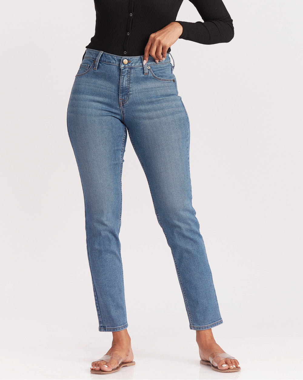 Slim Fit Mid Waist Jeans - Summer Blue