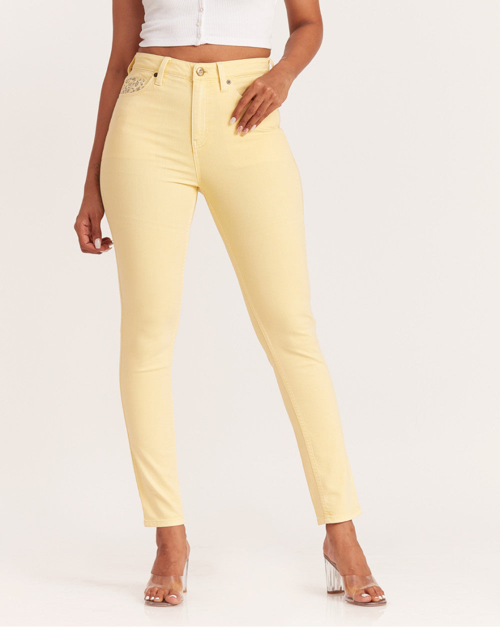 Skinny Fit High Waist Colored Jeans - Daffodil Yellow