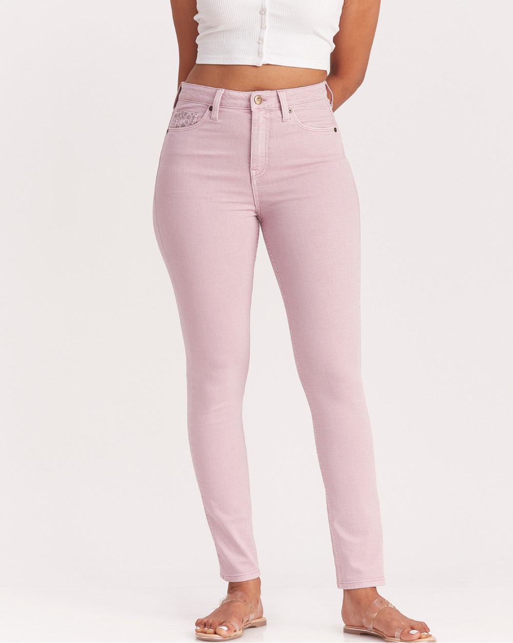 Skinny Fit High Waist Colored Jeans - Lush Lilac
