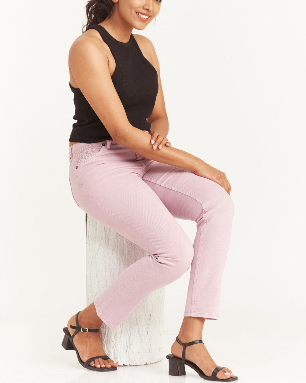 Slim Fit Mid Waist Colored Jeans - Lush Lilac