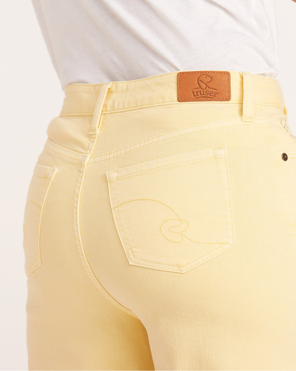 Wide Leg High Waist Colored Jeans - Daffodil Yellow