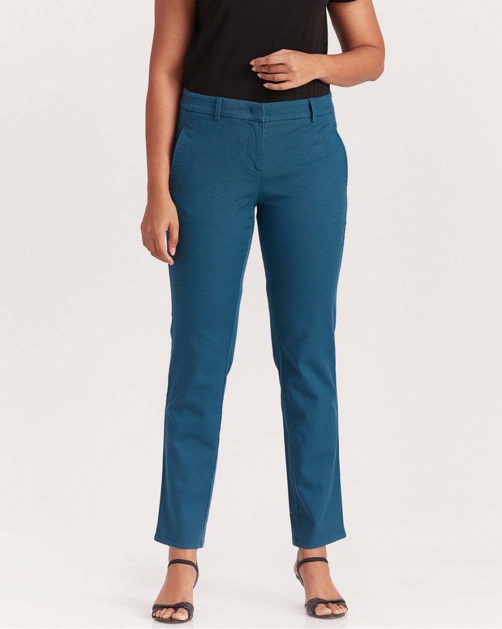 Slim Fit Side Seam Slim Pants - Majolica Blue
