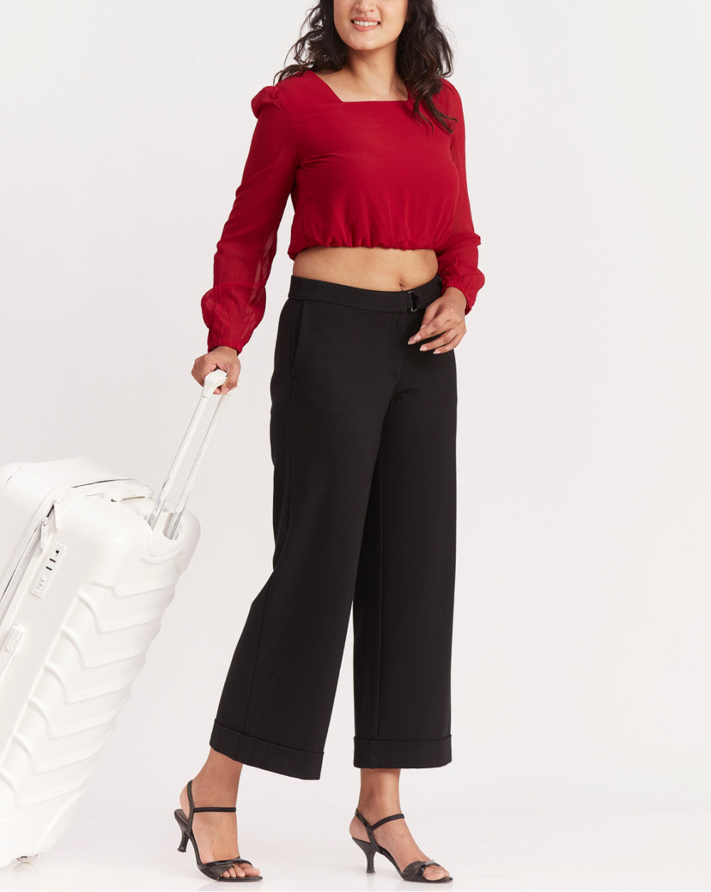 Wide Leg Ponte Knit Pants - Jet Black