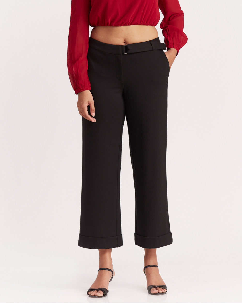 Wide Leg Ponte Knit Pants - Jet Black
