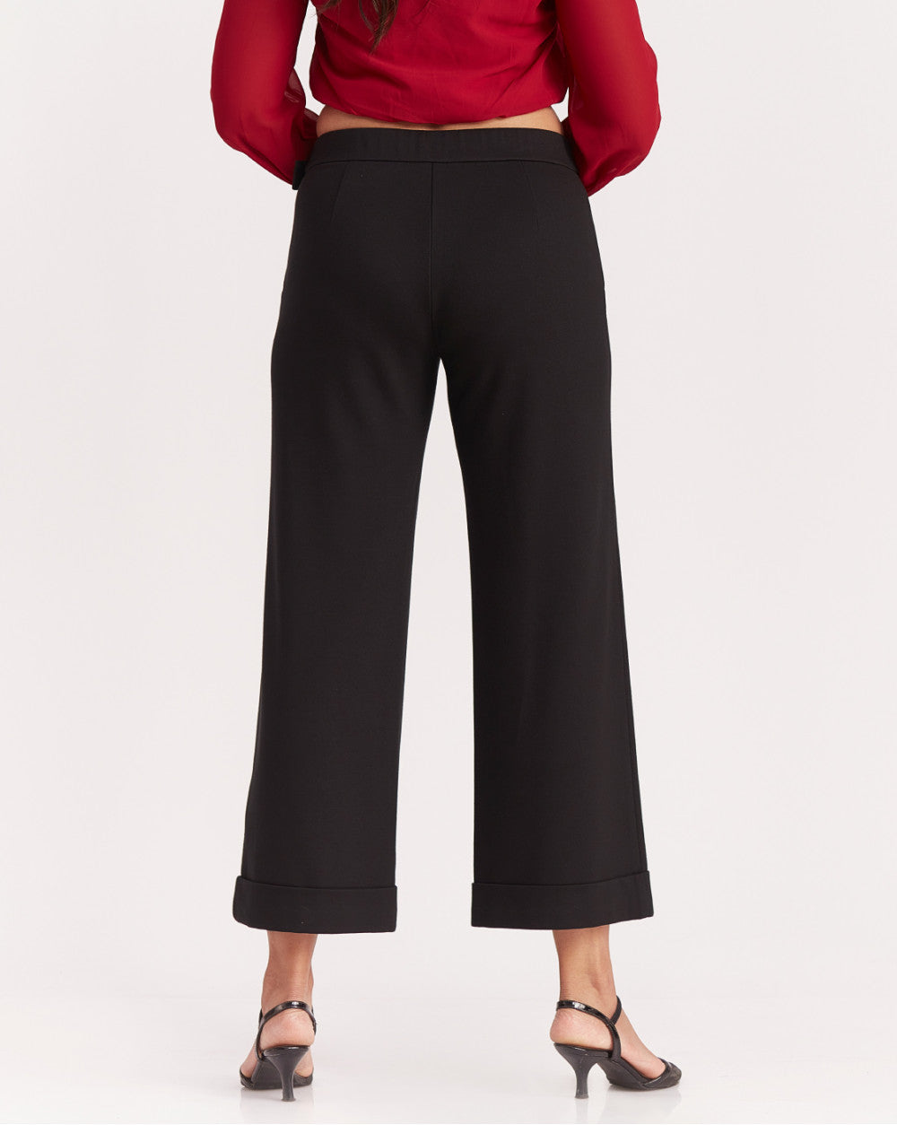 Wide Leg Ponte Knit Pants - Jet Black