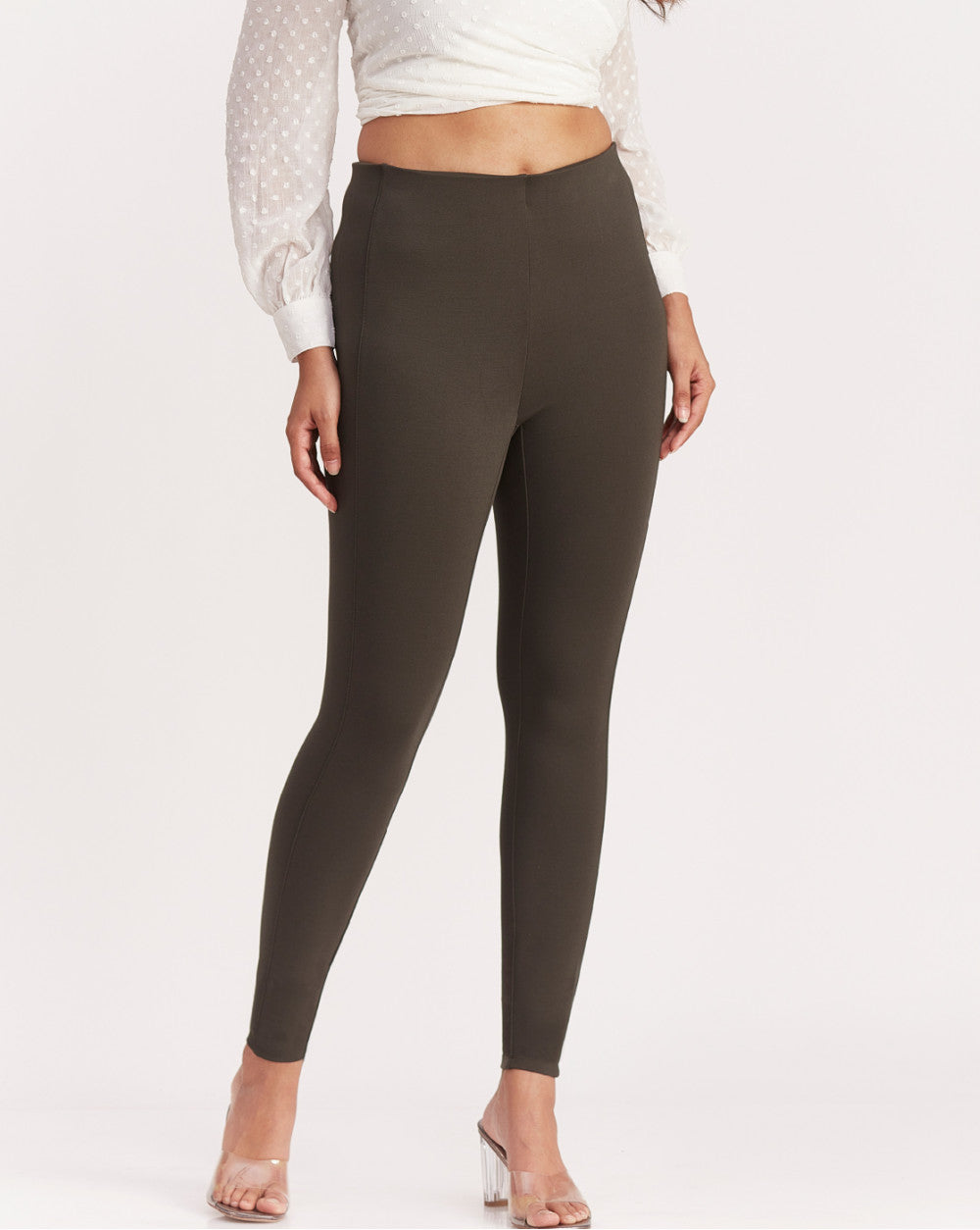 Skinny Fit Ponte Knit Legging - Seaweed Green