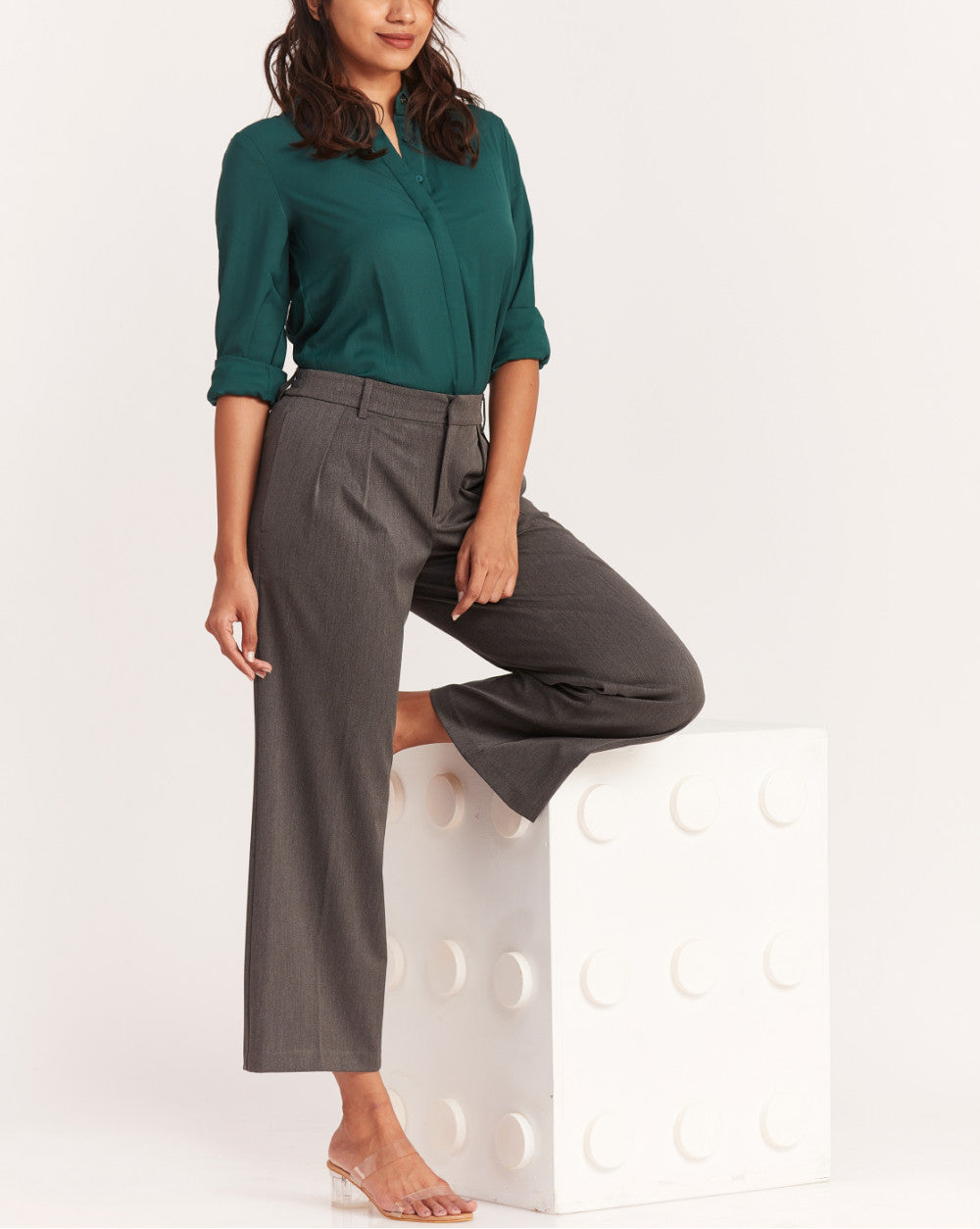 Wide Leg Pleated Formals - Grey