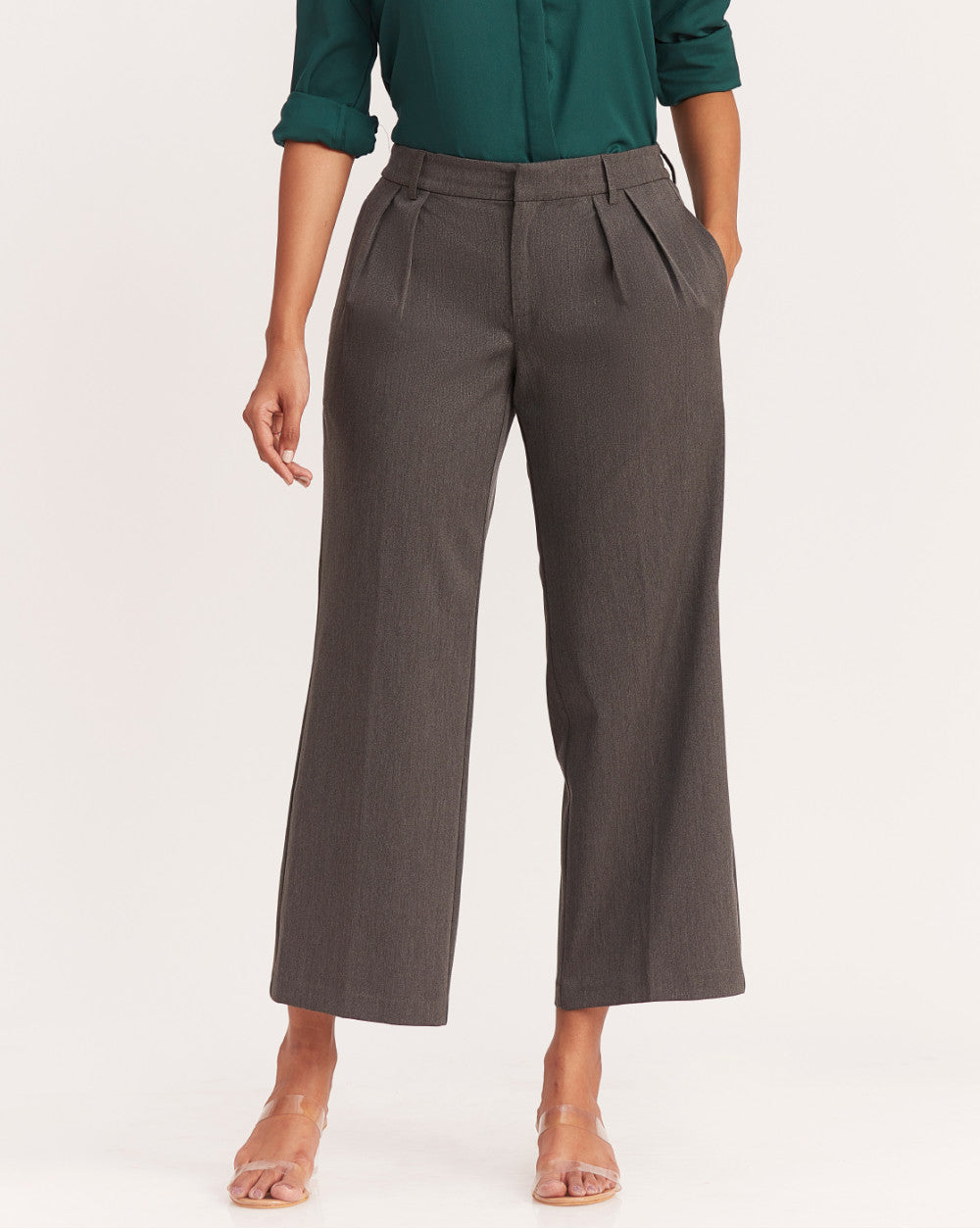 Wide Leg Pleated Formals - Grey