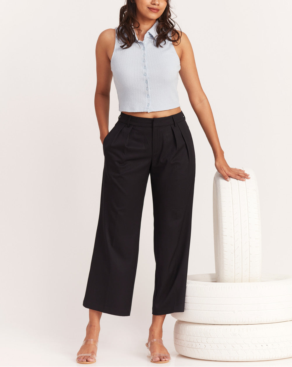 Wide Leg Pleated Formals - Black