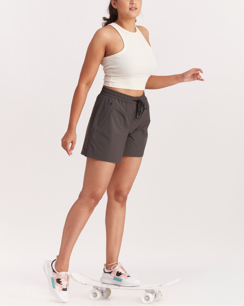 Mid Rise Running Shorts - Dark Charcoal