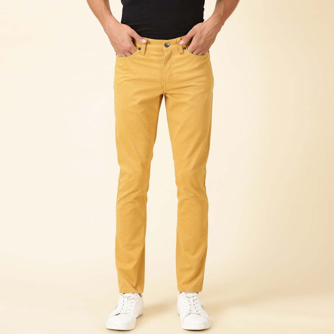 Skinny Fit Five-Pocket Luxe Pants - Ochre