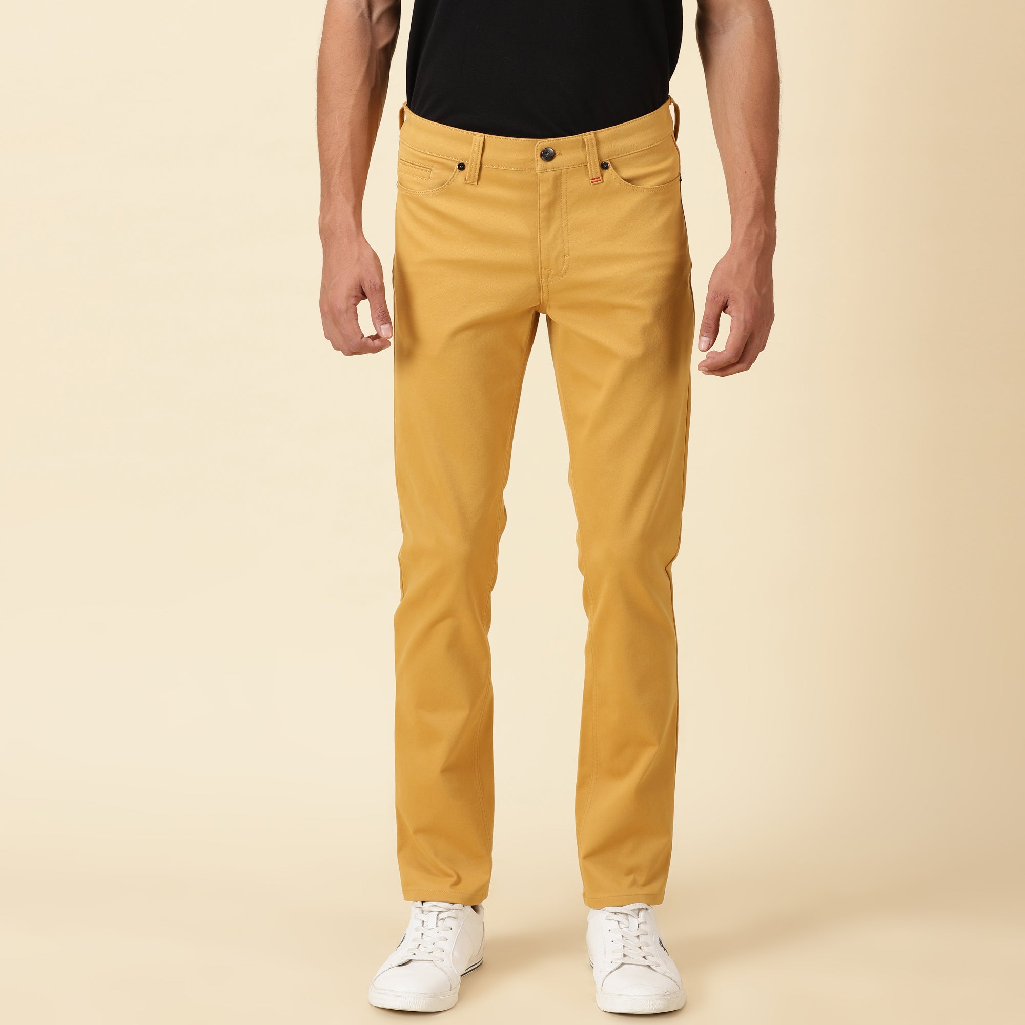 STRAIGHT FIT LUXE FIVE-POCKET PANTS - OCHRE