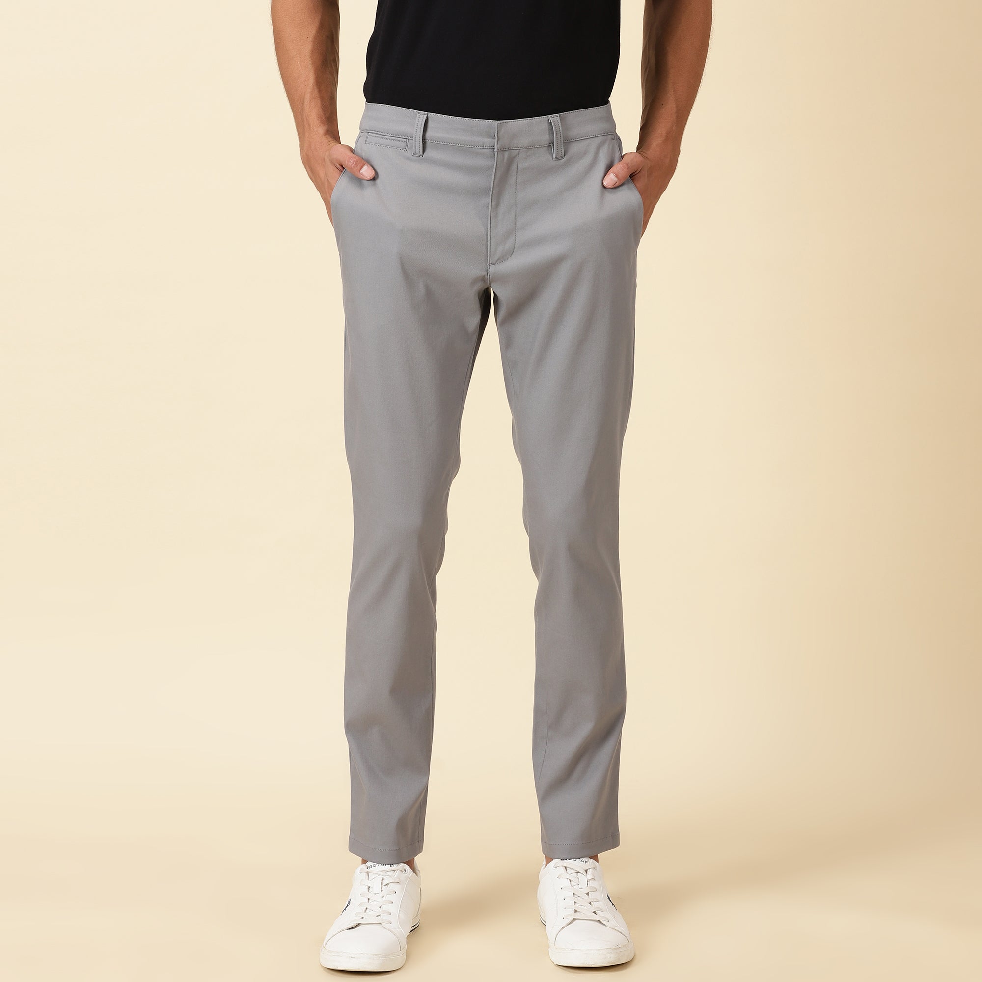 Slim Fit Elasticized Crossover Chinos - Frost Grey