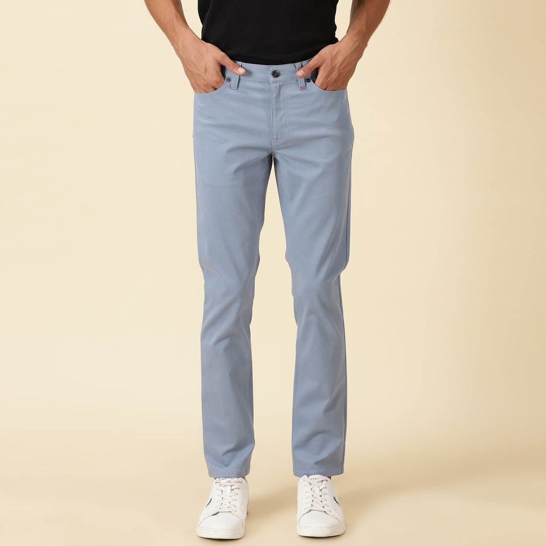 STRAIGHT FIT LUXE FIVE-POCKET PANTS - WASH DENIM