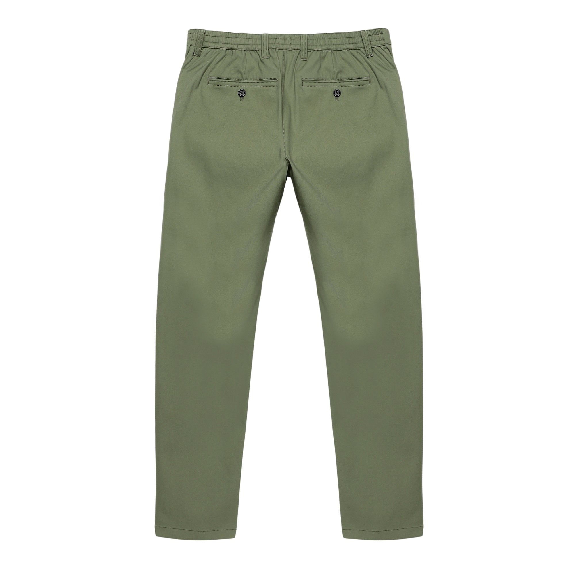 Slim Fit Elasticized Crossover Chinos - Olivine Green