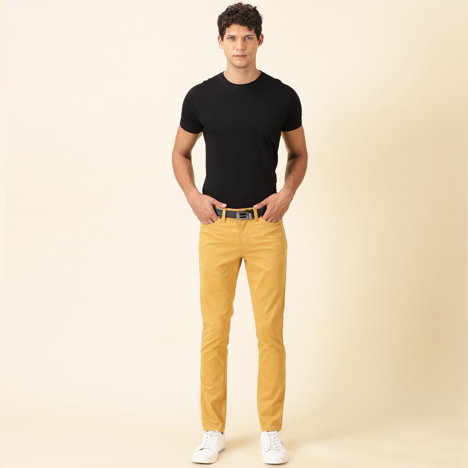 Skinny Fit Five-Pocket Luxe Pants - Ochre