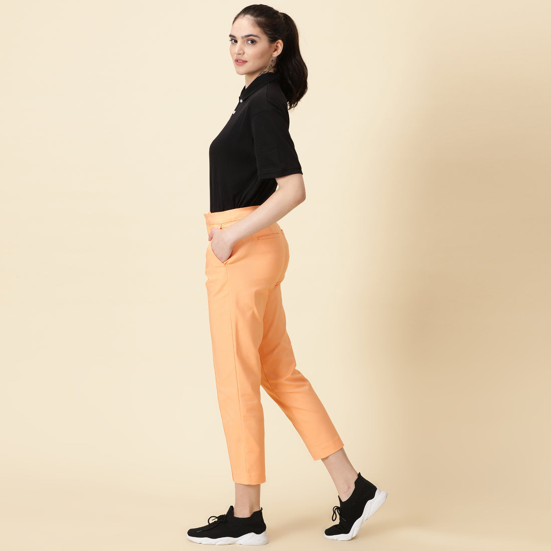 Slim Fit Golf Pants - Peach Orange