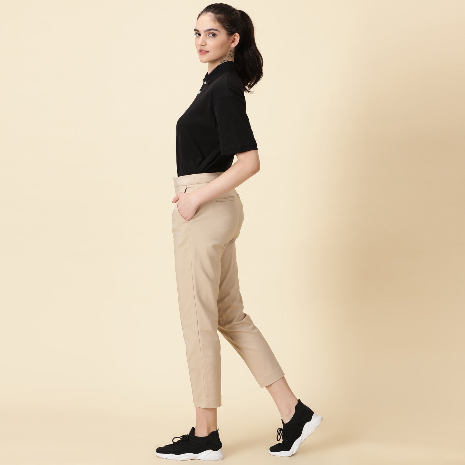 Slim Fit Golf Pants - Sand Beige